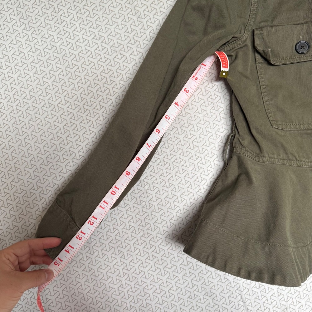 J. Crew Utility Jacket Military Style Olive Green XS Peplum Button Front - Picture 6 of 7